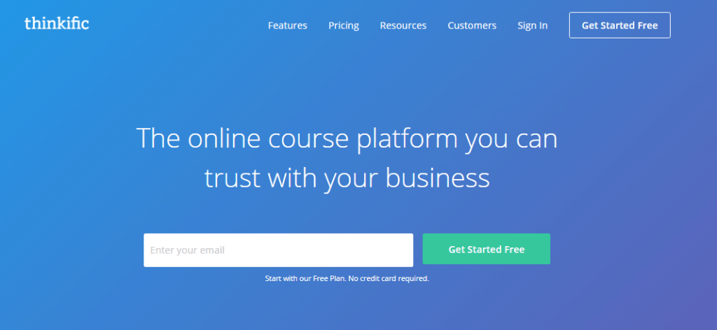 Thinkific Online Course Platform Homepage