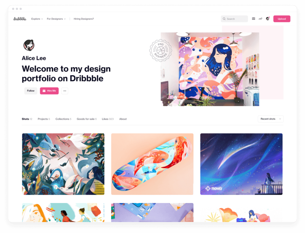 Designed with designers and visual artists in mind, Dribbble Pro offers all the functionality you need to build a successful career in design