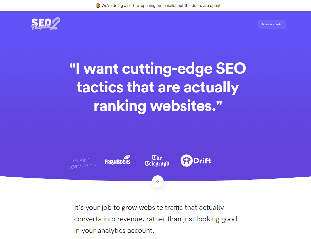 SEO Blueprint is a membership site designed to help users improve their overall SEO game and learn useful search engine optimization techniques.